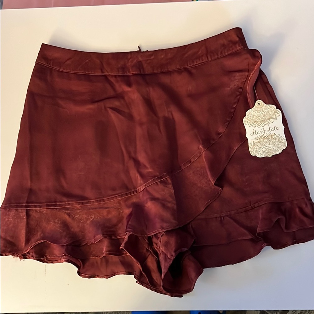 Burgundy Ruffle Skort